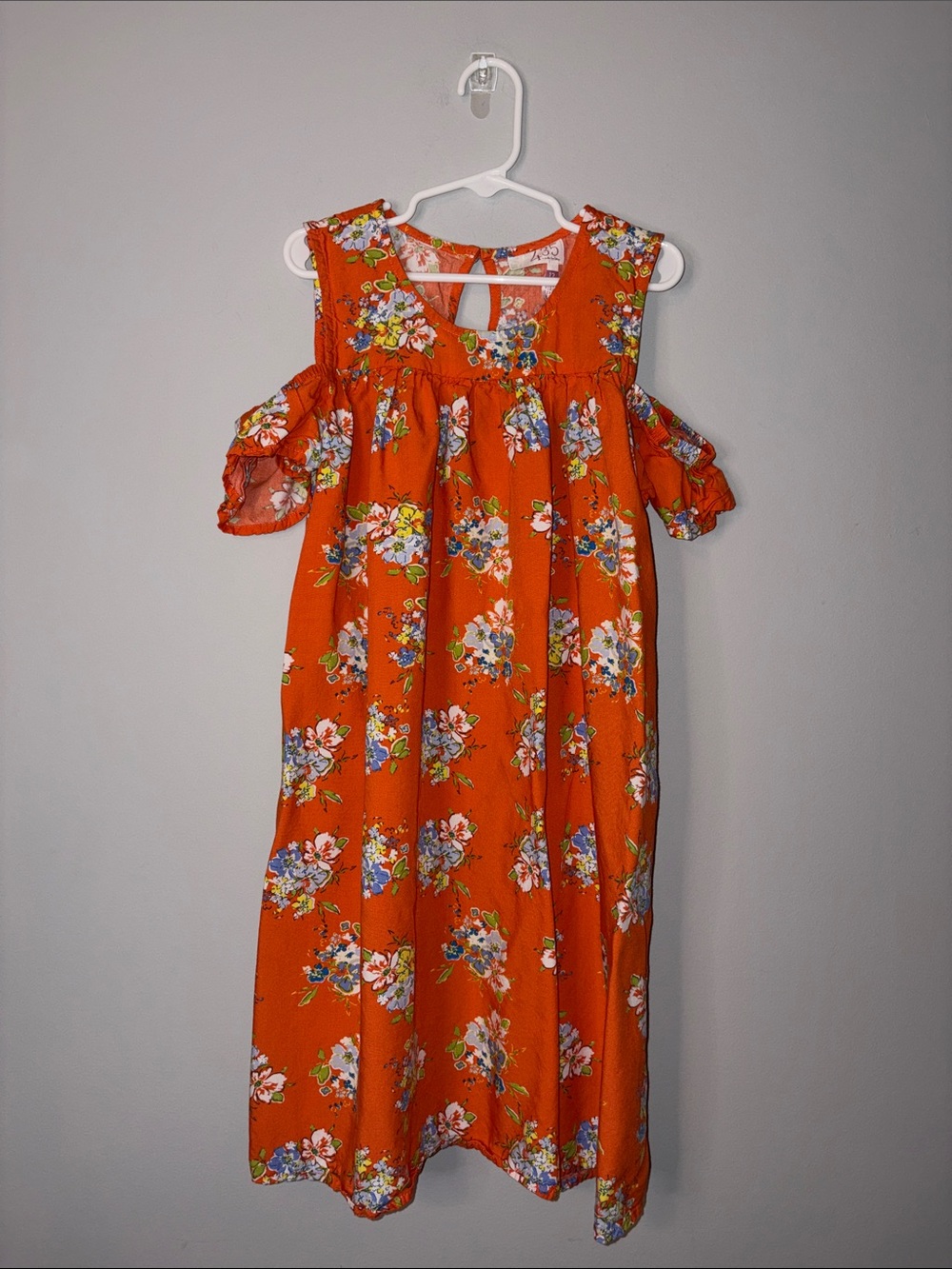 Matilda Jane Bright Orange Floral Cold-Shoulder Dress Size 12